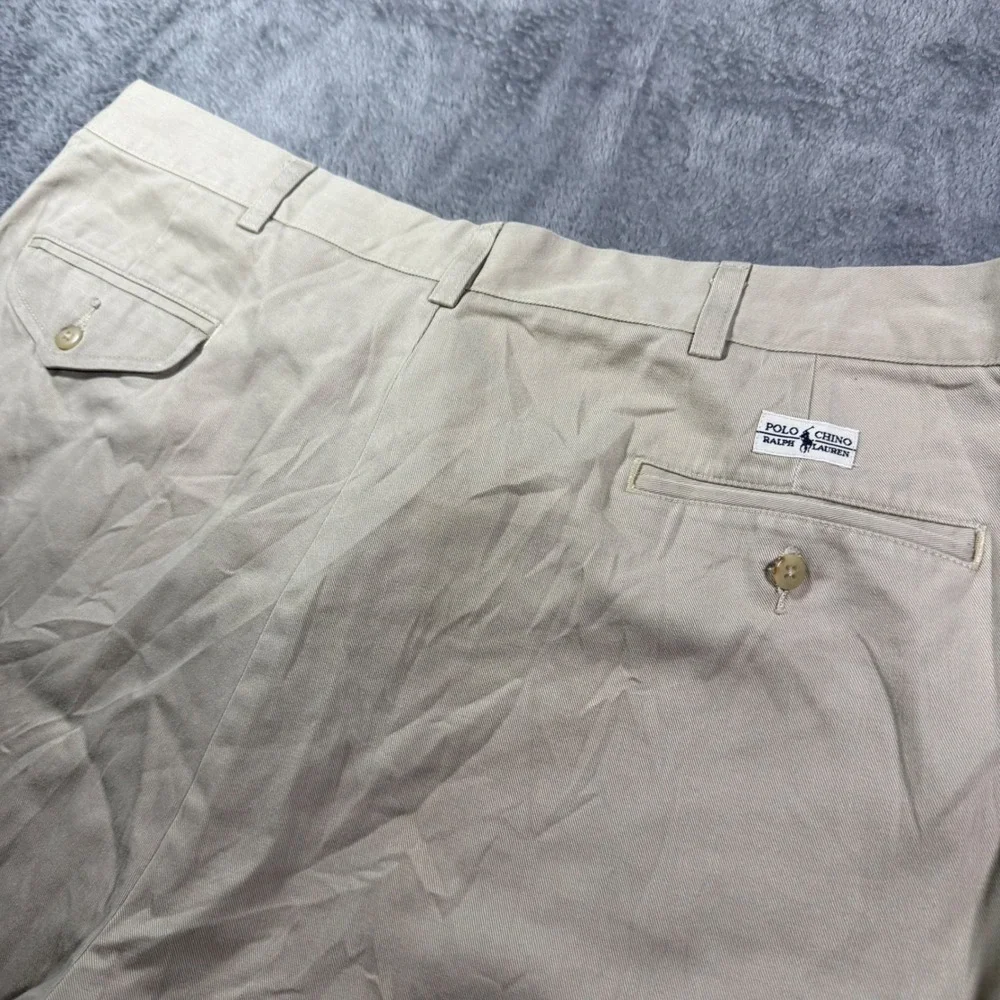 Polo Ralph Lauren Hammond Pant Mens 40x29 Tan Khaki Pleated Cuffed Chino Trouser